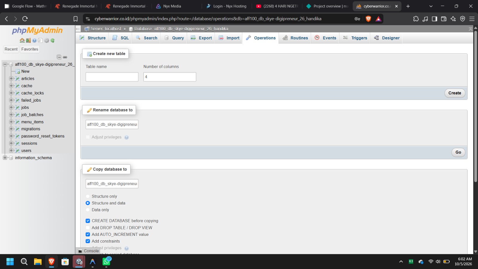Dokumentasi phpMyAdmin Hosting